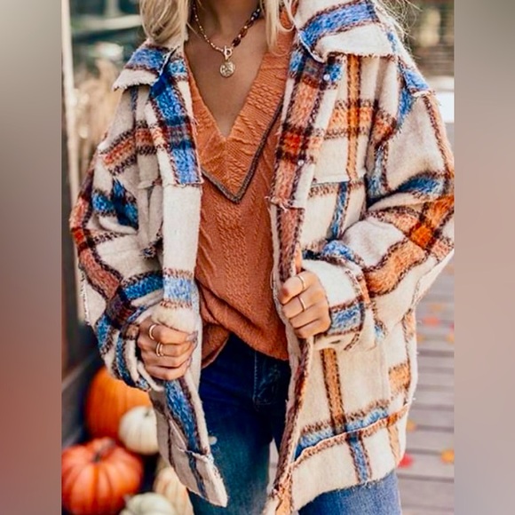 NWT POL CINNAMON BROWN 🤎 PLAID JACKET 🧥 - BROWN🤎 / ICED LATTE, Sz.S, BNWTIB - Picture 6 of 13